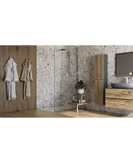 Kúpeľňový nábytok NABBI Baleta 2S kúpeľňová skrinka na stenu (2 ks) antracit / craft zlatý