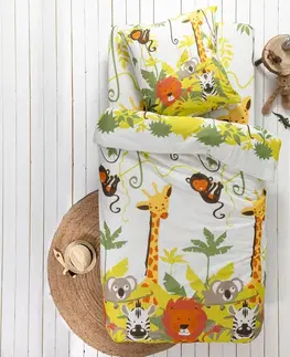 Bavlnené Detská posteľná bielizeň Džungľa s potlačou zvieratiek, bavlna