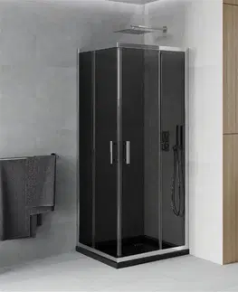 Vane MEXEN/S - Rio sprchovací kút 70x70, grafit, chróm + vanička so sifónom 860-070-070-01-40-4070