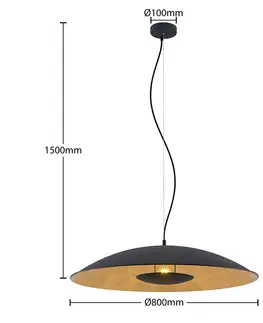 Závesné svietidlá Lindby Lindby Narisara závesná lampa čierno-zlatá, 80 cm