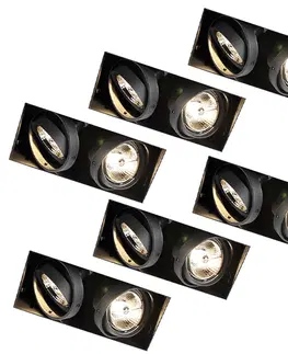 Zapustene svietidla Sada 6 ks zapustených bodových svetiel čiernej farby GU10 AR70 bez orezania 2-svetla - Oneon