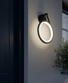 Vonkajšie nástenné svietidlá Lucande Vonkajšie nástenné LED svietidlo Mirco kruh IP65