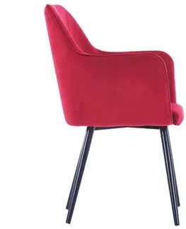 Jedálenské stoličky a kreslá Jedálenská stolička 4 ks zamat / oceľ Dekorhome Ružová