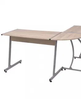 Písacie stoly Rohový písací stôl DTD / kov Dekorhome Dub