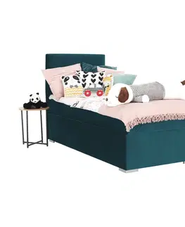 Postele Boxspringová posteľ, jednolôžko, zelená, 80x200, pravá, SAFRA