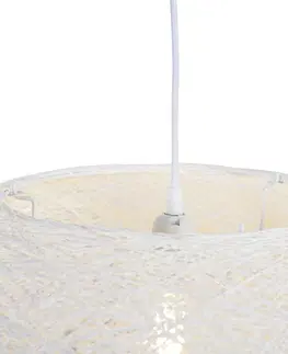 Zavesne lampy Vidiecka závesná lampa biela 50 cm - Corda Flat