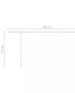 Záhradné markízy Ručne zaťahovacia markíza so stĺpikmi 600x350 cm Dekorhome Krémová