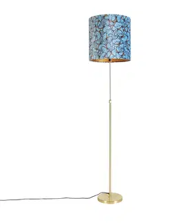 Stojace lampy Stojacia lampa zlatá / mosadz so zamatovým odtieňom motýľov 40/40 cm - Parte