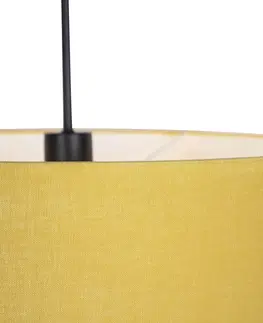 Zavesne lampy Moderná závesná lampa čierna s tienidlom 50 cm žltá - Combi 1