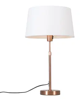 Stolove lampy Stolová lampa medená s tienidlom biela 35 cm nastaviteľná - Parte