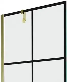 Sprchové dvere MEXEN/S - Next vaňová zástena FIX 70x150 cm, čierny dekor, zlato 895-070-000-00-77-50