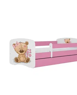 Jednolôžkové postele Detská Posteľ. Babydreams+Sz+M Ružová 70x140 Medveď Kve