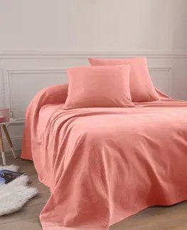 Prehozy Jednofarebný tkaný prehoz na posteľ, bavlna
