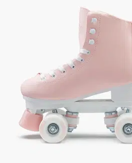 korčule Dvojradové korčule Quad 100 na kolieskové krasokorčuľovanie ružové