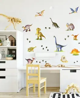 Nálepky na stenu Dinosaury - dino nálepky na stenu do detskej izby, dinosauri, tyranosaurus rex a triceratops
