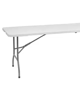 Záhradné stolíky NABBI Vivas cateringový skladací stôl 244x75 cm sivá / biela
