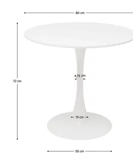 Jedálenské stoly Jedálenský stôl, okrúhly, biela matná, priemer 80 cm, REVENTON