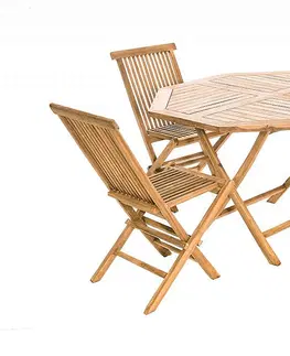 Stolčeky DEOKORK Záhradný skládací stôl osemuholník HAGEN ⌀ 120 cm (teak)