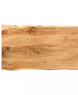 Jedálenské stoly Jedálenský stôl masívne drevo / oceľ Dekorhome 180x90x76 cm