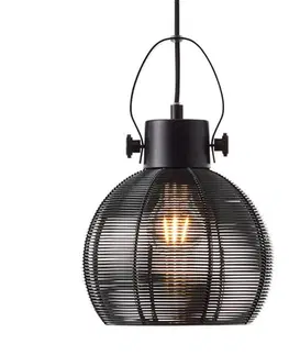 Závesné svietidlá Brilliant Závesná lampa Sambo klietkové tienidlo 1-pl čierna