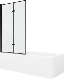 Sprchové dvere MEXEN/S - Vega obdĺžniková vaňa 170 x 70 cm s panelom + vaňová zástena 100 cm, čierna vzor 550117070X9210027070