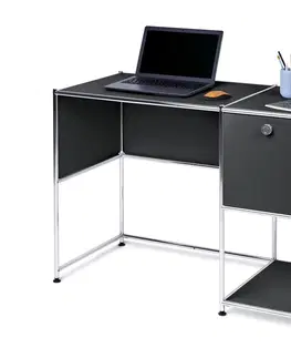 Desks Kovový písací stôl »CN3« s výklopnými dvierkami, čierny