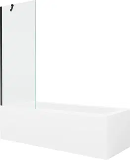 Sprchové dvere MEXEN/S - Vega obdĺžniková vaňa 150 x 70 cm s panelom + vaňová zástena 70 cm, transparent, čierna 550115070X9507000070