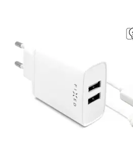Nabíjačky pre mobilné telefóny FIXED Sieťová nabíjačka Smart Rapid Charge s 2 x USB 15W + kábel USB/Lightning MFI 1m, biela FIXC15-2UL-WH
