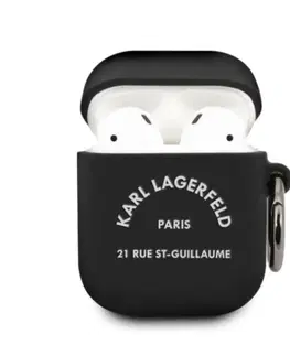 Slúchadlá Karl Lagerfeld Rue St Guillaume silikónový obal pre Apple AirPods 1/2, čierny