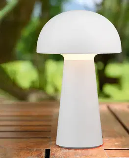 Vonkajšie osvetlenie terasy Reality Leuchten LED lampa Lennon IP44, batéria, touchdim, biela