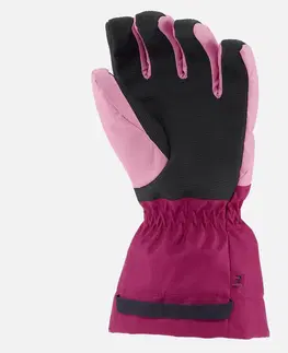 rukavice Detské hrejivé a nepremokavé lyžiarske rukavice 500 ružové