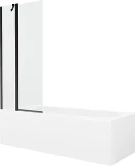 Sprchové dvere MEXEN/S - Vega obdĺžniková vaňa 160 x 70 cm s panelom + vaňová zástena 80 cm, transparent, čierna 550116070X9408117000