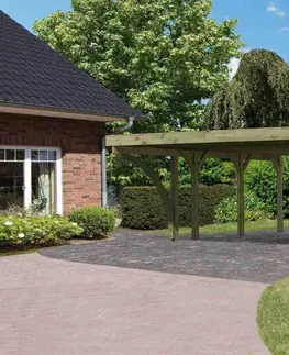 Záhradné domčeky Drevený prístrešok / carport CLASSIC 2C s plechmi Lanitplast