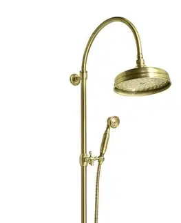 Sprchy a sprchové panely SAPHO - VANITY sprchový stĺp s pripojením vody na batériu, hlavová a ručná sprcha, bronz SET066