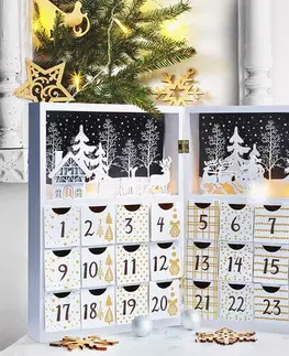 Vianočné dekorácie Solight LED adventný kalendár Kniha, 8x LED, 40 x 30 cm, 2x AAA