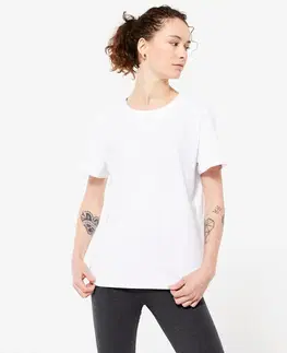 fitnes Dámske tričko 500 Essentials na cvičenie biele