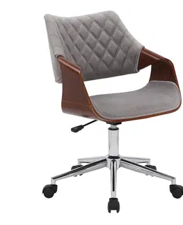 Kancelárske stoličky HALMAR Colt kancelárska stolička s podrúčkami sivá (Velvet) / orech