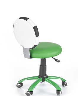 Kancelárske stoličky HALMAR Gol detská stolička na kolieskach zelená / biela / čierna