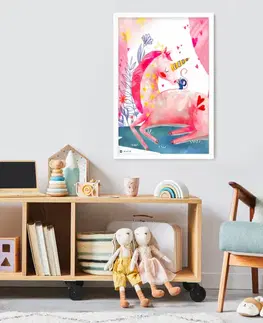 Obrazy do detskej izby Obraz do detskej izby - Ružový jednorožec s hviezdičkami