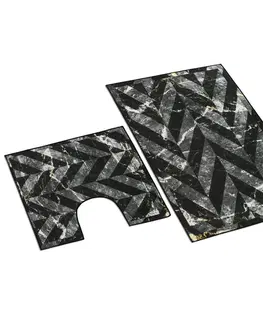 Koberce a koberčeky Bellatex Sada kúpeľňových predložiek Mramor čierna 3D, 60 x 100 cm, 60 x 50 cm