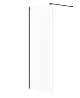 Sprchové dvere CERSANIT - Sprchová zástena WALK-IN MILLE 80X200, čierna, priehľadné sklo S161-007