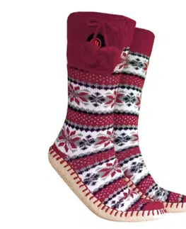 Vyhrievané ponožky a podkolienky Vyhrievané ponožkové papuče Glovii GQ5L červeno-bielo-šedá - L (40-44)