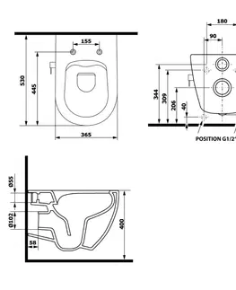 Záchody ISVEA - INFINITY CLEANWASH závesná WC misa Rimless, integrovaná batéria a bidetová spŕška 36,5x53cm, biela 10NFS1005I
