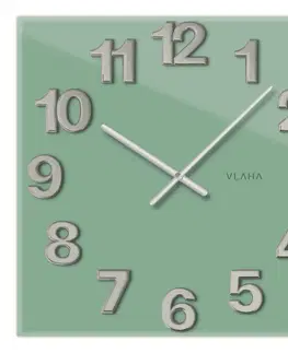 Hodiny Sklenené štvorcové nástenné hodiny, zelené VCT1109 Glassico 40cm