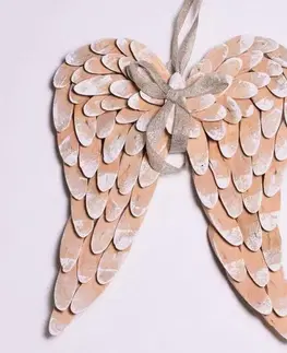 Vianočné dekorácie Kinekus Ozdoba závesná krídla drevené 42,5 cm