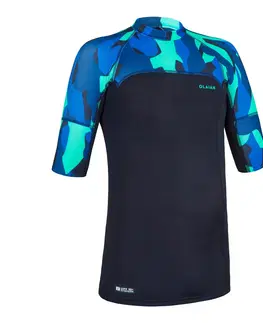 surf Chlapčenské tričko s UV ochranou s krátkym rukávom čierno-modré maskáčové