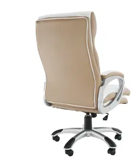 Kancelárske kreslá Kancelárske kreslo, biela/hnedá ekokoža, KOLO