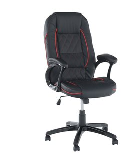 Kancelárske stoličky KONDELA Porshe New kancelárske kreslo s podrúčkami čierna / červená
