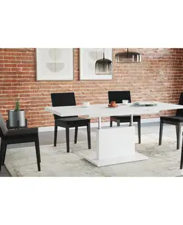 Jedálenské stoly Jedálenský/konferenčný rozkladací stôl, biela matná, 120-180x70 cm, OLION