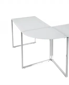 Pracovné stoly Písací stôl sklo Dekorhome Biela